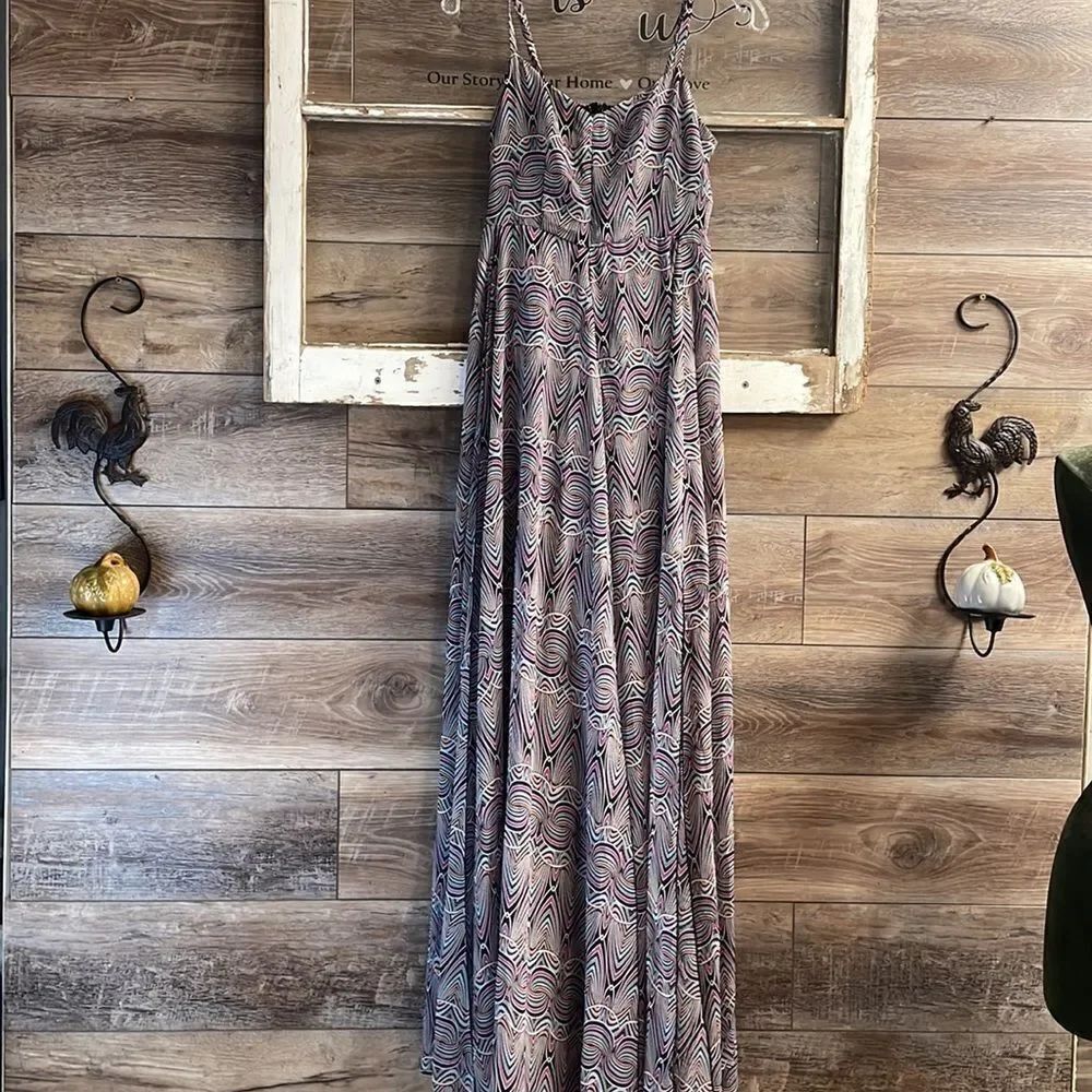 San Souci Dress Ladies Flowy Maxi Dress Size S purple and teal unique design